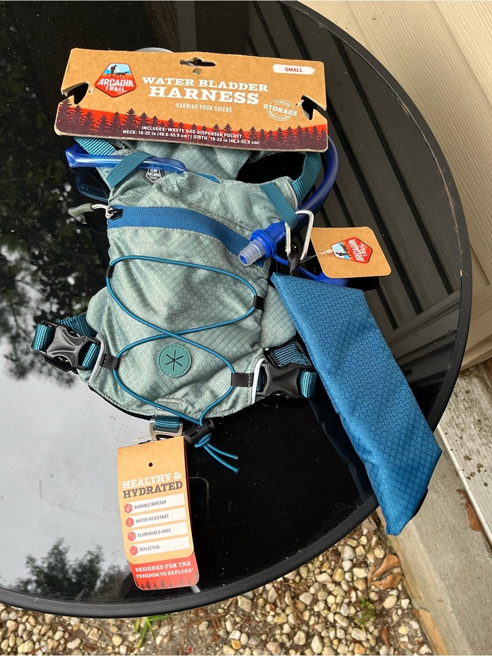 Arcadia Trail Small Water Bladder Dog Harness - Teal Blue